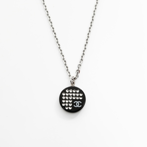 CHANEL Silver Logo Necklace